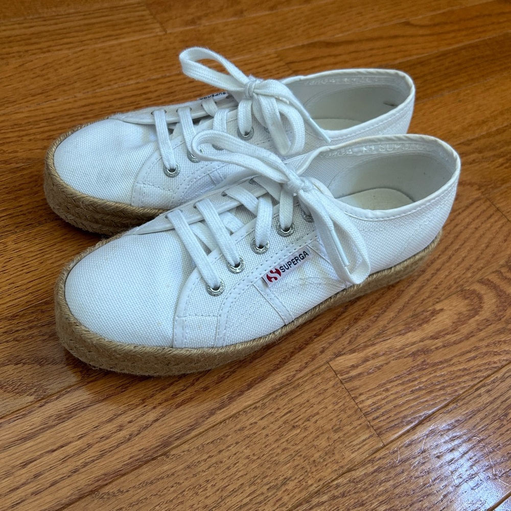 Superga White Canvas Espadrille Sneakers